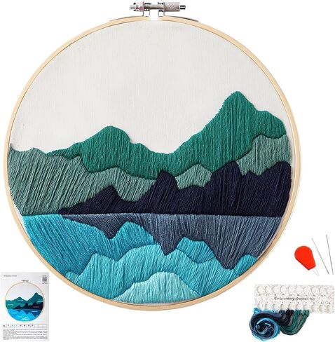 Crafmanoe Cute Sea Turtle Embroidery Kit for Beginners Adults, Hand Embroidery Needlepoint Starter Kits, Stamped Counted Cross Stitch Kits for Beginner Adults, Embroidery Hoop, Fabric & Video Tutorial in Saudi Arabia