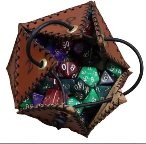 gofidin Leather D20 Dice Bag, Portable Pointed Dice Set Pouch Suitable for RPG Board Game Maze Themed Drawstring Pouch in Saudi Arabia