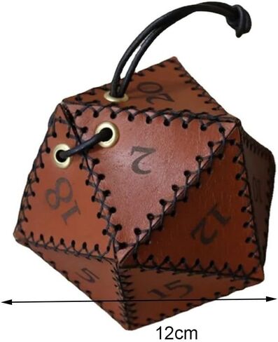 gofidin Leather D20 Dice Bag, Portable Pointed Dice Set Pouch Suitable for RPG Board Game Maze Themed Drawstring Pouch in Saudi Arabia