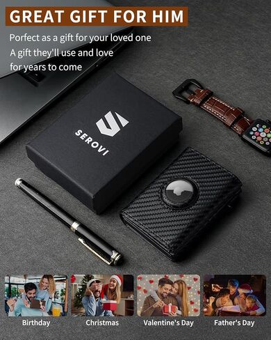 AirTag Wallet Men,Smart Wallet with Airtag holder,RFID Blocking,Pop Up Card Holder,9-14 Card Capacity | ID Window | Cash Slot(Airtag not included) in Saudi Arabia
