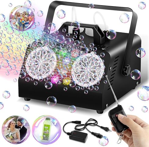 آلة فقاعات لاسلكية للتحكم عن بعد، آلة فقاعات للأطفال، مع 6 أضواء LED ملونة، منفاخ فقاعات مع مروحتين 200000+ فقاعات كبيرة في الدقيقة، ألعاب فقاعات للاستخدام الخارجي للحفلات وحفلات الزفاف وأعياد الميلاد. in Kuwait