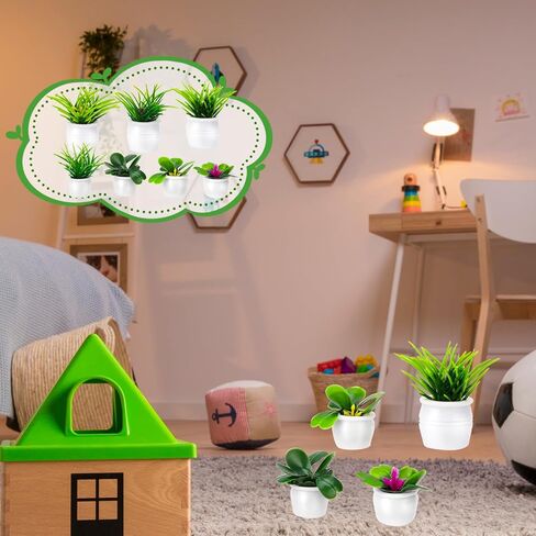 Miniature Plants, 14 Pcs Mini Potted Plant Tiny Fake Resin Greenery Ornament Bonsai Flower Model Accessories for Home Bedroom Dollhouse Garden Holiday Decorations in Saudi Arabia