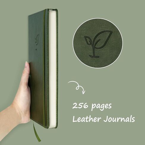Lined Journal Notebook for Women Men, 256 Pages Hardcover Leather Journals for Writing, Note Taking,5.8"×8.3"-Dark Moss in Kuwait