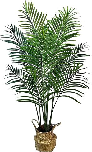 4.6FT Artificial Palm Plant - Tall Fake Tree with Natural Wood Trunk and Realistic Leaves, Perfect for Home, Office, Living Room, Indoor & Outdoor Decor, Housewarming Gift in Saudi Arabia