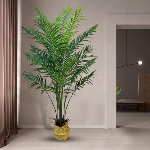 4.6FT Artificial Palm Plant - Tall Fake Tree with Natural Wood Trunk and Realistic Leaves, Perfect for Home, Office, Living Room, Indoor & Outdoor Decor, Housewarming Gift in Saudi Arabia