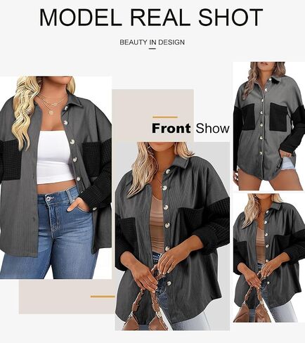 Astylish المرأة 2024 سروال قصير شاكيت اللون كتلة الهراء جاكيتات عادية كم طويل زر أسفل القمصان معطف in Kuwait