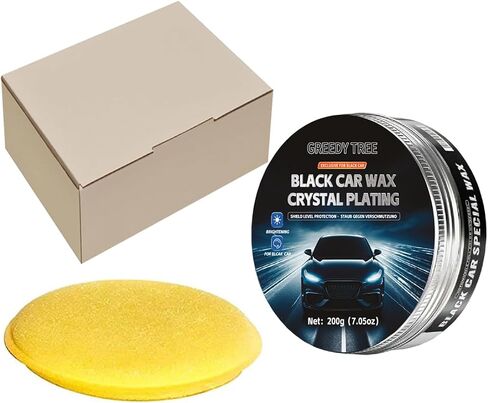 Black Car Wax Crystal Plating Paste with Sponge - Automotive Wax Polish for Improved Brightness and Shine Protection Coating Set for Black Cars Only (200g) in Kuwait