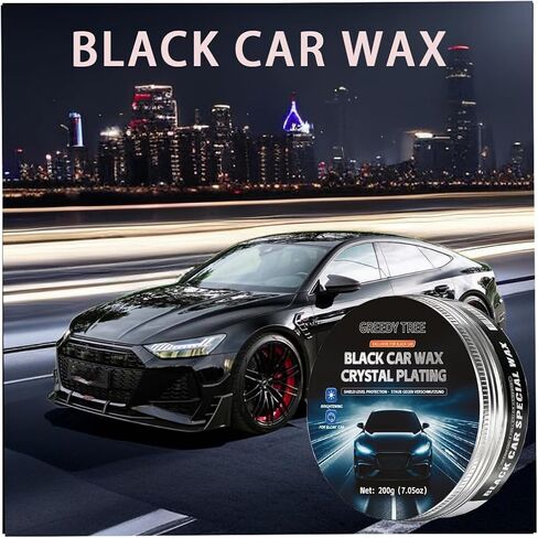 Black Car Wax Crystal Plating Paste with Sponge - Automotive Wax Polish for Improved Brightness and Shine Protection Coating Set for Black Cars Only (200g) in Kuwait