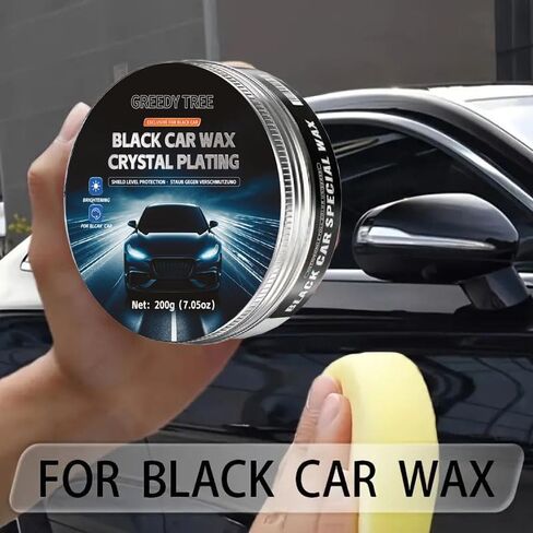 Black Car Wax Crystal Plating Paste with Sponge - Automotive Wax Polish for Improved Brightness and Shine Protection Coating Set for Black Cars Only (200g) in Kuwait
