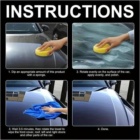 Black Car Wax Crystal Plating Paste with Sponge - Automotive Wax Polish for Improved Brightness and Shine Protection Coating Set for Black Cars Only (200g) in Kuwait