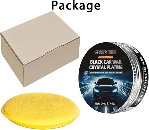 Black Car Wax Crystal Plating Paste with Sponge - Automotive Wax Polish for Improved Brightness and Shine Protection Coating Set for Black Cars Only (200g) in Kuwait