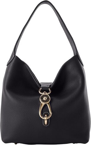 Dooney & Bourke Women's Small Logo Lock Sac Shoulder Bag in Pebble Grain Leather, with Signature Logo Lock Closure in Kuwait