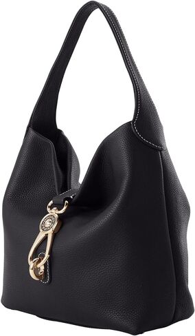 Dooney & Bourke Women's Small Logo Lock Sac Shoulder Bag in Pebble Grain Leather, with Signature Logo Lock Closure in Kuwait
