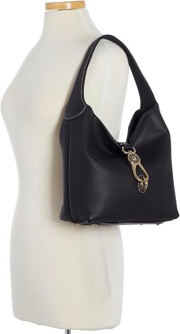 Dooney & Bourke Women's Small Logo Lock Sac Shoulder Bag in Pebble Grain Leather, with Signature Logo Lock Closure in Kuwait