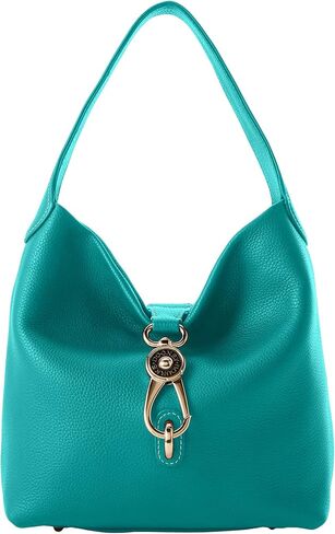 Dooney & Bourke Women's Small Logo Lock Sac Shoulder Bag in Pebble Grain Leather, with Signature Logo Lock Closure in Kuwait