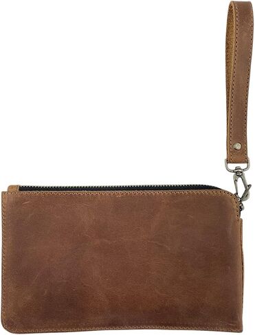 Hide & Drink, Flowered Clutch Handmade from Full Grain Leather - Bourbon Brown in Saudi Arabia