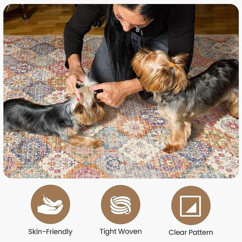 سجاد منطقة Kokia المغربي مقاس 8 × 10، سجادة شرقية لغرفة المعيشة، سجاد هوبو غير قابل للانزلاق وقابل للغسل وغير قابل للتساقط لغرفة النوم وغرفة الطعام زيتوني 8 × 10 in Kuwait