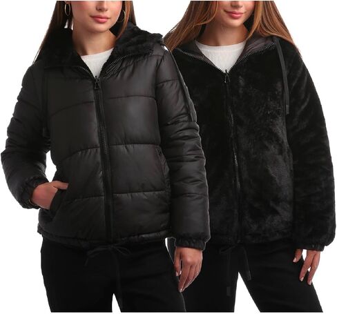 Steve Madden Womens Winter Jacket - Heavyweight Reversible Quilted Parka Puffer Coat Faux Fur Lined Jackets for Women in Kuwait