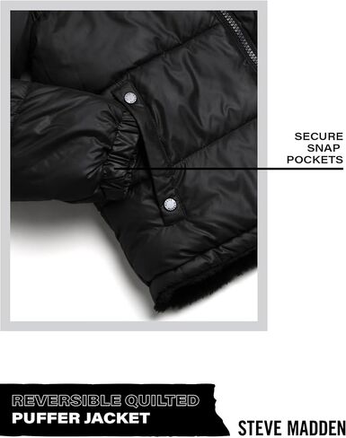 Steve Madden Womens Winter Jacket - Heavyweight Reversible Quilted Parka Puffer Coat Faux Fur Lined Jackets for Women in Kuwait