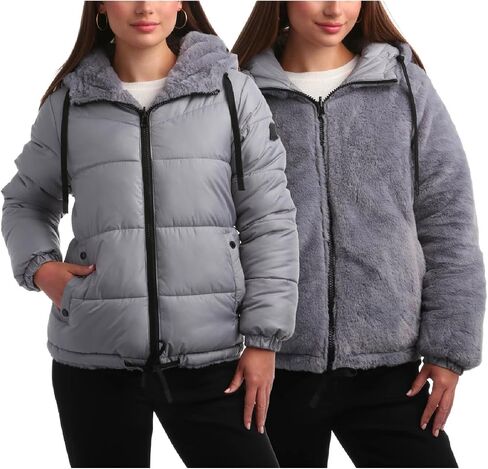 Steve Madden Womens Winter Jacket - Heavyweight Reversible Quilted Parka Puffer Coat Faux Fur Lined Jackets for Women in Kuwait