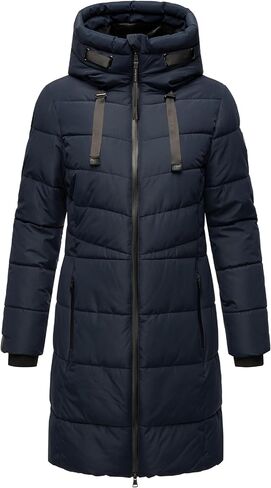 معطف شتوي دافئ من ماريكو للنساء | سترة مبطنة بغطاء للرأس | عزل نباتي | طول الفخذ | ناتسوكو السادس عشر XS-3XL in Kuwait