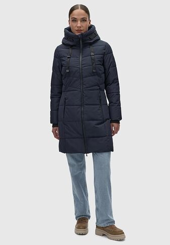 معطف شتوي دافئ من ماريكو للنساء | سترة مبطنة بغطاء للرأس | عزل نباتي | طول الفخذ | ناتسوكو السادس عشر XS-3XL in Kuwait