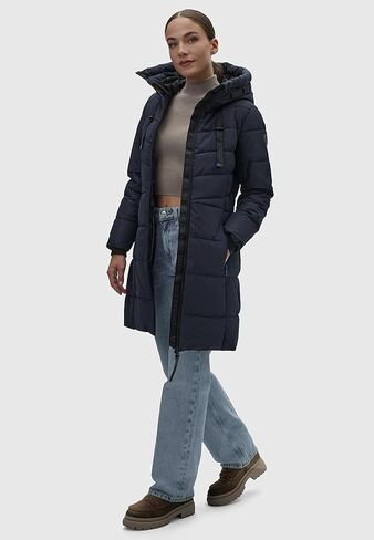 معطف شتوي دافئ من ماريكو للنساء | سترة مبطنة بغطاء للرأس | عزل نباتي | طول الفخذ | ناتسوكو السادس عشر XS-3XL in Kuwait