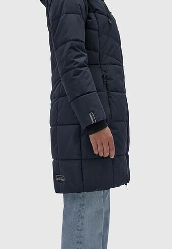 معطف شتوي دافئ من ماريكو للنساء | سترة مبطنة بغطاء للرأس | عزل نباتي | طول الفخذ | ناتسوكو السادس عشر XS-3XL in Kuwait