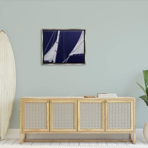 لوحة فنية جدارية من القماش مؤطرة على شكل قارب من شركة Stupell Industries Marine Mast Sails Watercraft، من تصميم تشارلي كارتر in Saudi Arabia