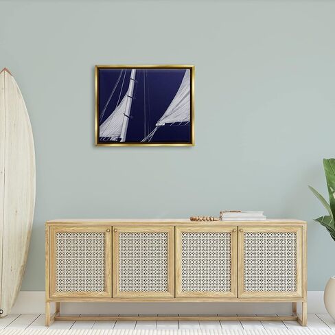 لوحة فنية جدارية من القماش مؤطرة على شكل قارب من شركة Stupell Industries Marine Mast Sails Watercraft، من تصميم تشارلي كارتر in Saudi Arabia