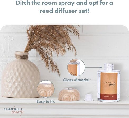 Tranquil Beauty Zen Tea Scented Reed Diffusers for Home - Fragrance Scent Sticks - Diffuser Oil Set for Home and Office Decor Long Lasting - Scent Sticks in Oil - Bathroom Scent Diffuser in Saudi Arabia