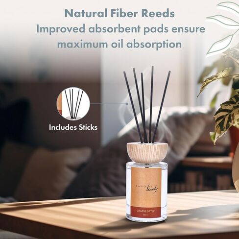 Tranquil Beauty Zen Tea Scented Reed Diffusers for Home - Fragrance Scent Sticks - Diffuser Oil Set for Home and Office Decor Long Lasting - Scent Sticks in Oil - Bathroom Scent Diffuser in Saudi Arabia