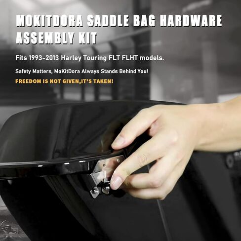MoKitDora Touring Saddle Bag مجموعة أدوات غطاء مزلاج بلمسة واحدة مع عاكسات أقفال لنماذج 1993-2013 Harley Street Electra Glide Road King FLT FLHT، أسود in Saudi Arabia