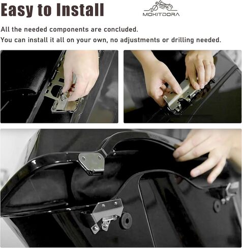 MoKitDora Touring Saddle Bag مجموعة أدوات غطاء مزلاج بلمسة واحدة مع عاكسات أقفال لنماذج 1993-2013 Harley Street Electra Glide Road King FLT FLHT، أسود in Saudi Arabia