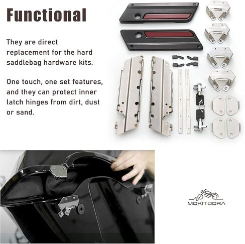 MoKitDora Touring Saddle Bag مجموعة أدوات غطاء مزلاج بلمسة واحدة مع عاكسات أقفال لنماذج 1993-2013 Harley Street Electra Glide Road King FLT FLHT، أسود in Saudi Arabia