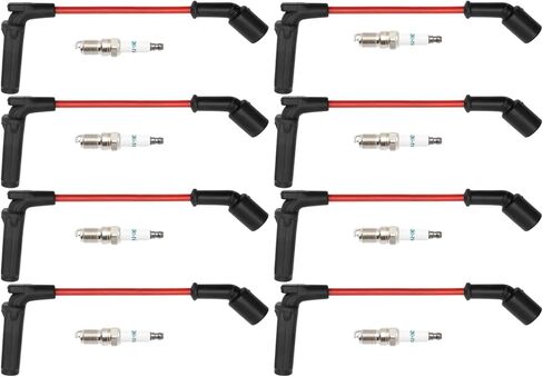 Spark Plugs and Wires of 8 Spark Plug 41-962 + Spark Plug Wires 9748HH Iridium Spark Plugs with Spark Plug Wires for 5.3 6.0L 6.2L Escalade, Silverado Suburban Tahoe Sierra Yukon, Replaces 41962 in Saudi Arabia
