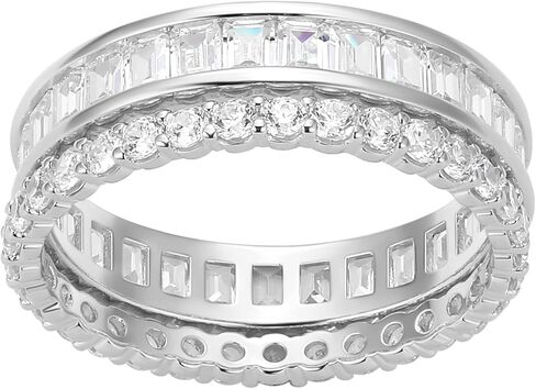 Amazon Essentials Cubic Zirconia Stackable 2-Ring Set in Sterling Silver in Saudi Arabia