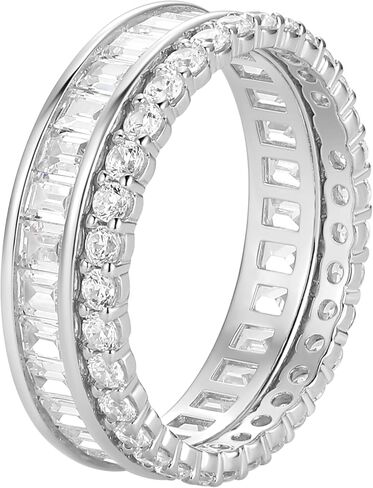 Amazon Essentials Cubic Zirconia Stackable 2-Ring Set in Sterling Silver in Saudi Arabia