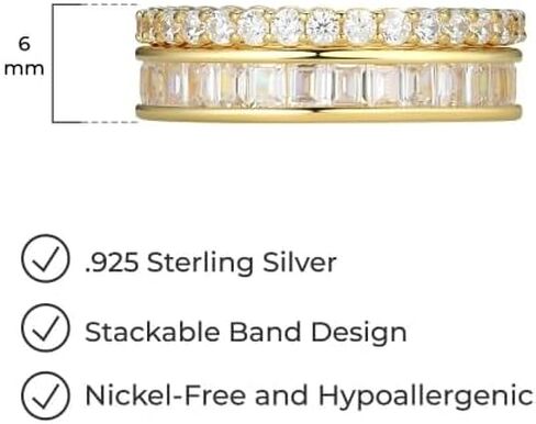 Amazon Essentials Cubic Zirconia Stackable 2-Ring Set in Sterling Silver in Saudi Arabia