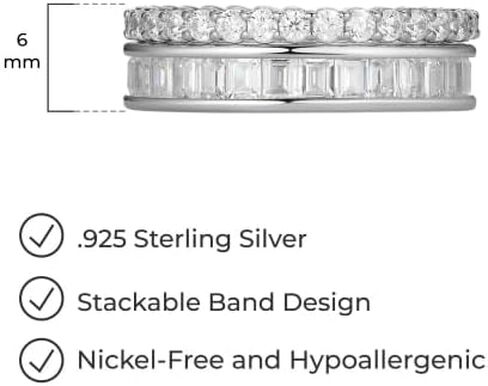 Amazon Essentials Cubic Zirconia Stackable 2-Ring Set in Sterling Silver in Saudi Arabia