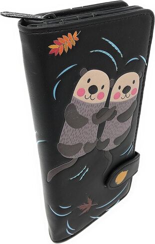 Shag Wear Otter محفظة كبيرة على شكل حيوان للنساء والفتيات المراهقات من الجلد الصناعي النباتي باللون الأسود مقاس 7 بوصة in Kuwait