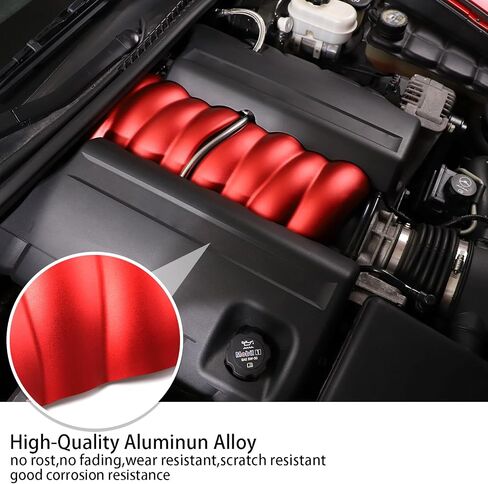 PIUGILH Car Fuel Engine Trim Covers Fit for C6 Corvette 2005-2013 Accessories, Aluminum Alloy Car Fuel Engine Middle Covers Protection Cover Plate, 2Pcs(Red) in Saudi Arabia