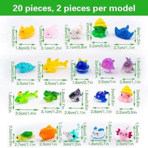 40 قطعة من حيوانات الراتنج المحيط الصغيرة، تماثيل الحيوانات البحرية المصغرة، تماثيل صغيرة للمناظر الطبيعية لحوض السمك، ديكورات بيت الدمى لخزان الأسماك DIY، ملحقات الحديقة الصغيرة in Kuwait
