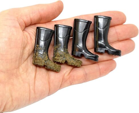 Miniature Wellington Boots, Miniature Rain Boots, Muddy Wellies, Doll House Shoes, Mini Doll Boot, for Dollhouse Fairy Garden Mini House Decoration (1 Pair) in Saudi Arabia