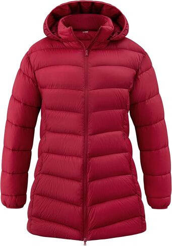 wantdo Women's Plus Size Puffer Coat Packable Lightweight Long Winter Coats with Hood in Saudi Arabia