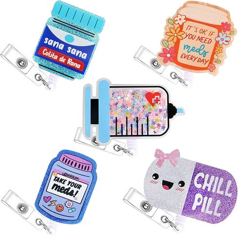 5 قطعة لطيف مضحك ممرضة شارة بكرة معرف شارة حامل قابل للسحب كليب بكرات مدرسة التمريض طبيب حامل شارة بكرات (5 قطعة-7) in Kuwait