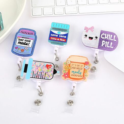 5 قطعة لطيف مضحك ممرضة شارة بكرة معرف شارة حامل قابل للسحب كليب بكرات مدرسة التمريض طبيب حامل شارة بكرات (5 قطعة-7) in Kuwait