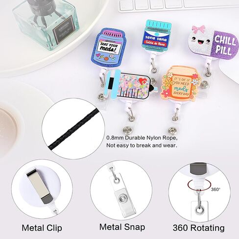 5 قطعة لطيف مضحك ممرضة شارة بكرة معرف شارة حامل قابل للسحب كليب بكرات مدرسة التمريض طبيب حامل شارة بكرات (5 قطعة-7) in Kuwait