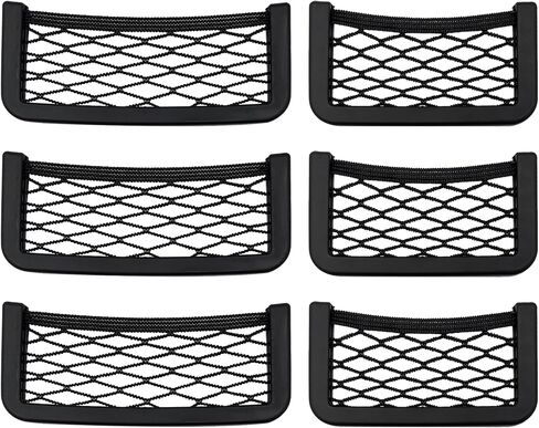 2 PCS Car Pocket Phone Nets, Purse Phone Holder Mesh Storage Bag with Double Sided Tape, Stick on Organizer Seat Side Back Automotive Storage Net Bag, Car Accessories in Kuwait