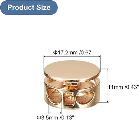 uxcell 12pcs Metal Cord Locks, 3.5mm Double Hole Spring Stopper Fastener Slider Toggles End for Drawstrings Bags Backpacks Clothing Lanyard, Golden in Saudi Arabia